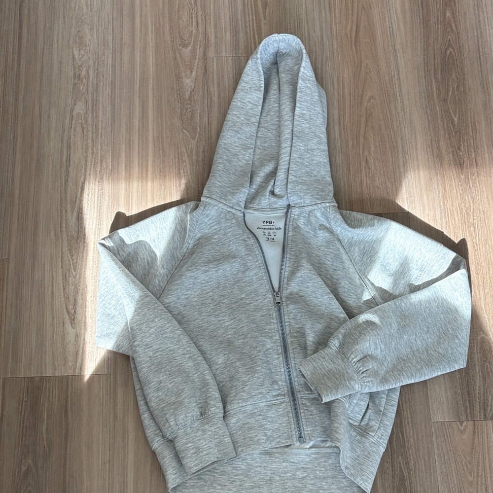 Abercrombie Kids Light Heather Gray Zip Hoodie